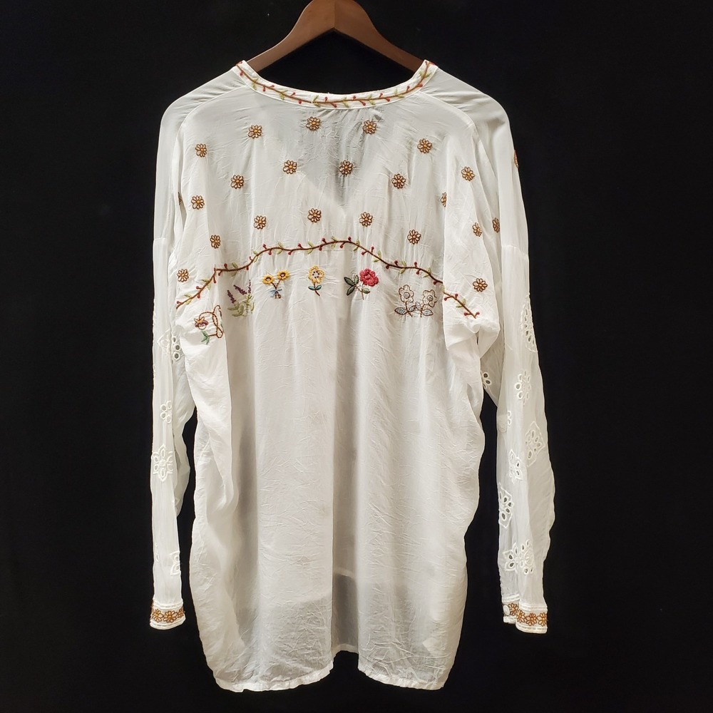 Johnny Was Womens Sami Embroidered Tunic Top Size S White Cottagecore Prairie - Picture 2 of 14